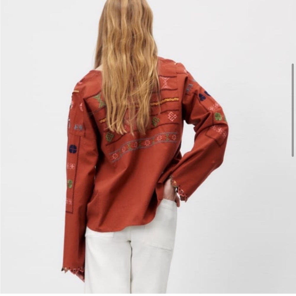 ZARA NWT COTTON EMBROIDERY BLOUSE - Picture 4 of 9